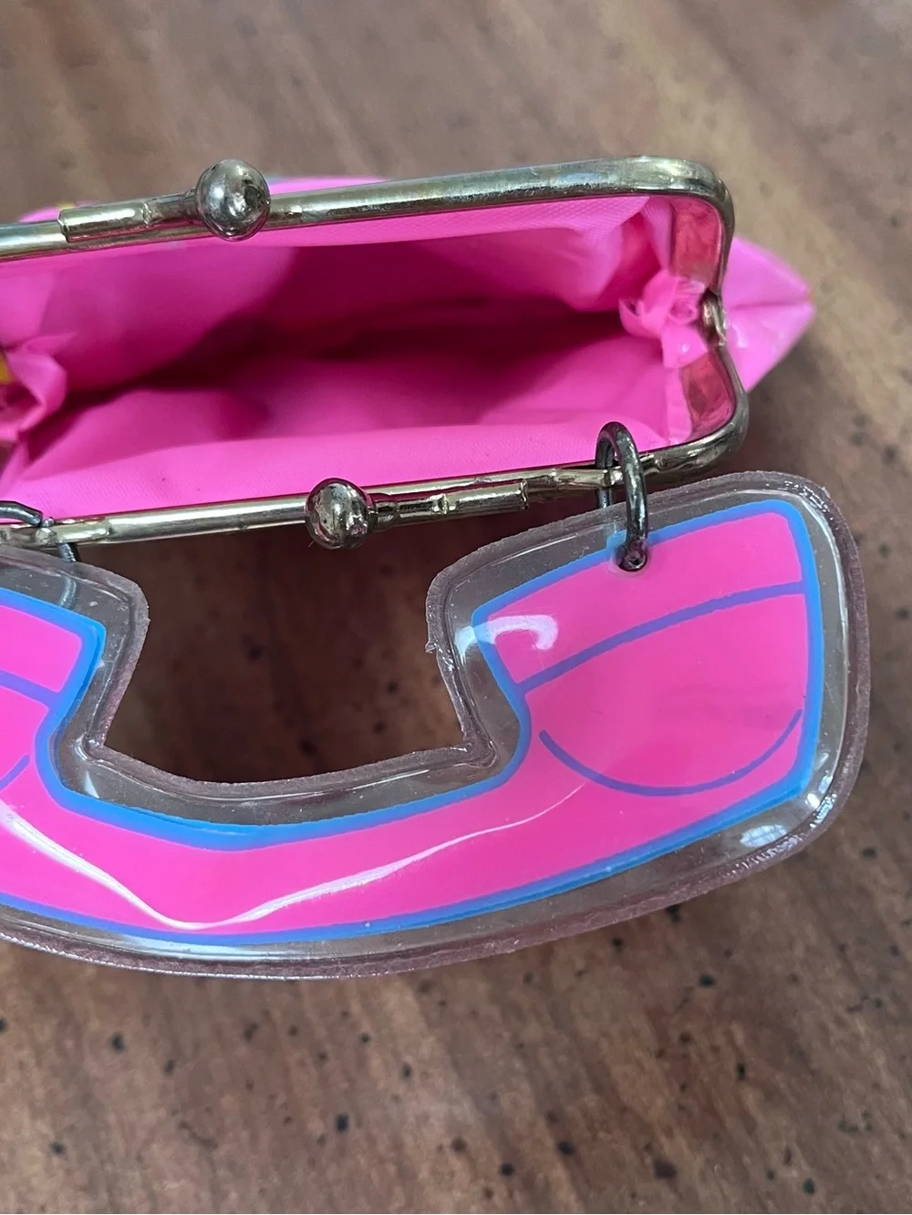 Vintage Minnie Mouse Phone Coin Purse 80s/90s Pink Gold Kiss Lock Disney